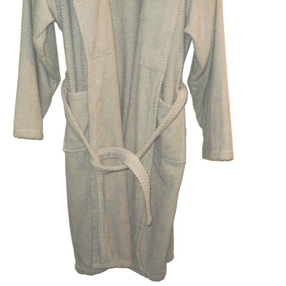 Linum Home Textiles Turkish Robe UNISEX L/XL Tan-Gray Herringbone Cotton NEW - Picture 3 of 7